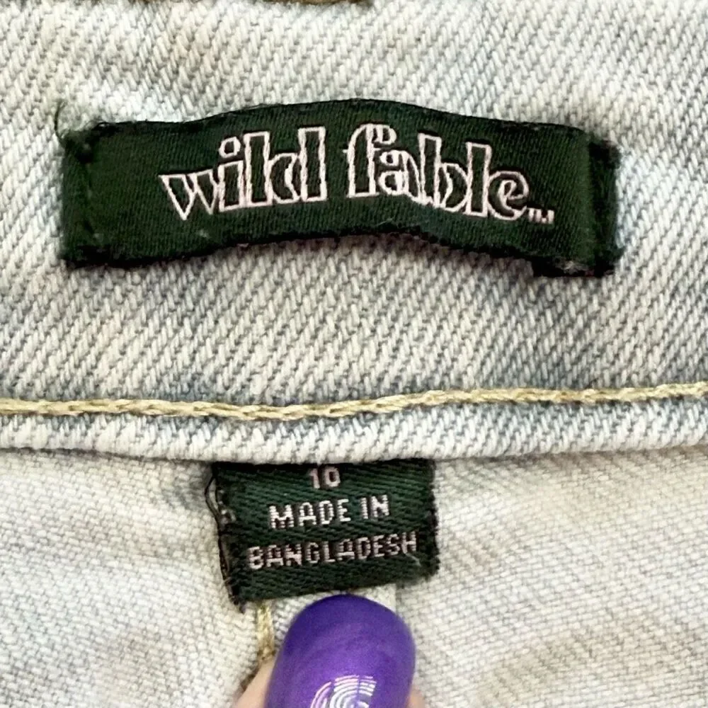 Wild Fable Highest Mom Jean Destroyed Light Wash Sz 12
